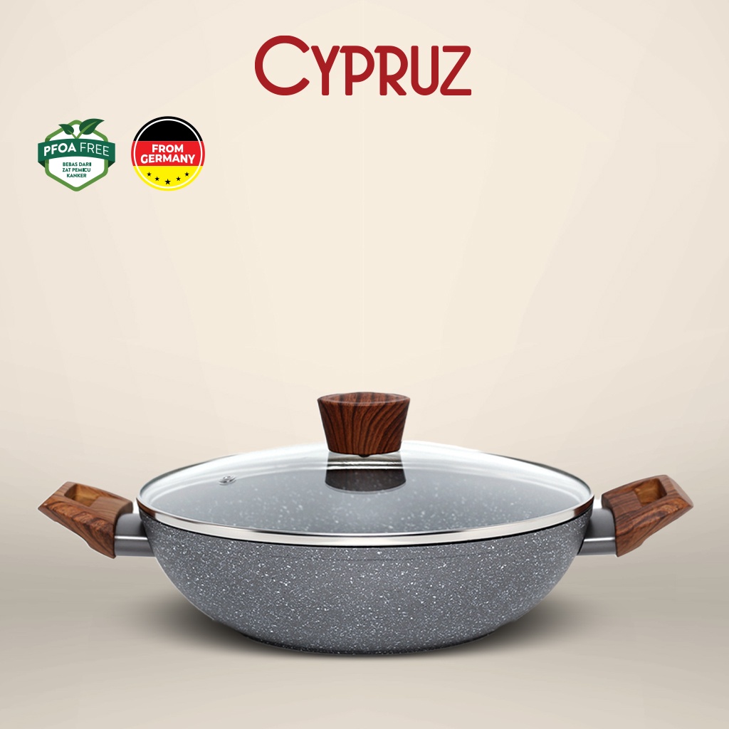 Cypruz Fry Wok Marble Series + Lid (Tutup) 24cm KI-0647