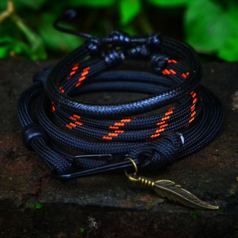 Gelang Pria Bracelet Men Cowok Laki Keren Satu Paket Prusik Paracord Warna Hitam Premium Murah Viral Terbaru Gaya New