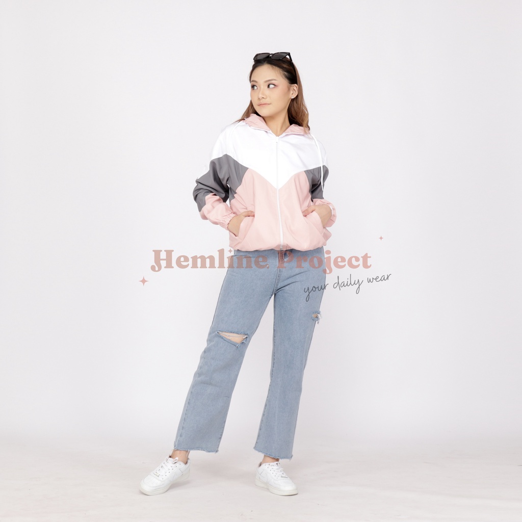 Almas Jaket Peach - Jaket Parasut Hoodie Wanita