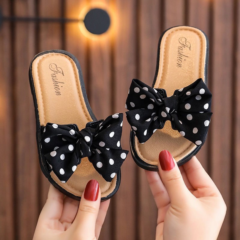 littlekiddoss Sendal Pantai Anak Perempuan Sandal Slop Pita Polka Import SH21130