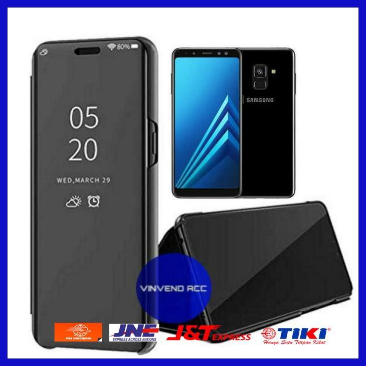 FLIP CASE SAMSUNG GALAXY A8 PLUS A8PLUS 2018 CLEAR VIEW STANDING COVER
