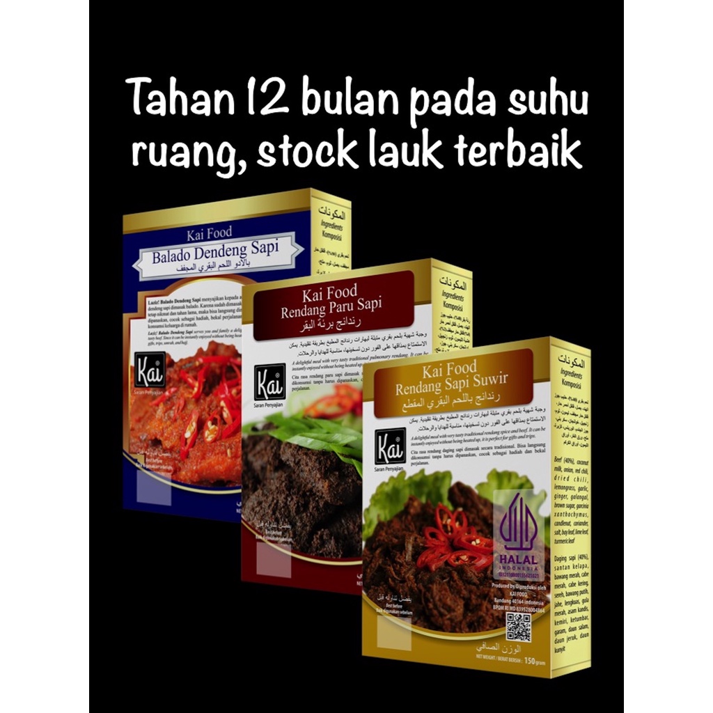 

Trio Hemat 1 RENDANG SAPI SUWIR 1 RENDANG PARU SAPI 1 BALADO DENDENG SAPI Kai Food 450g