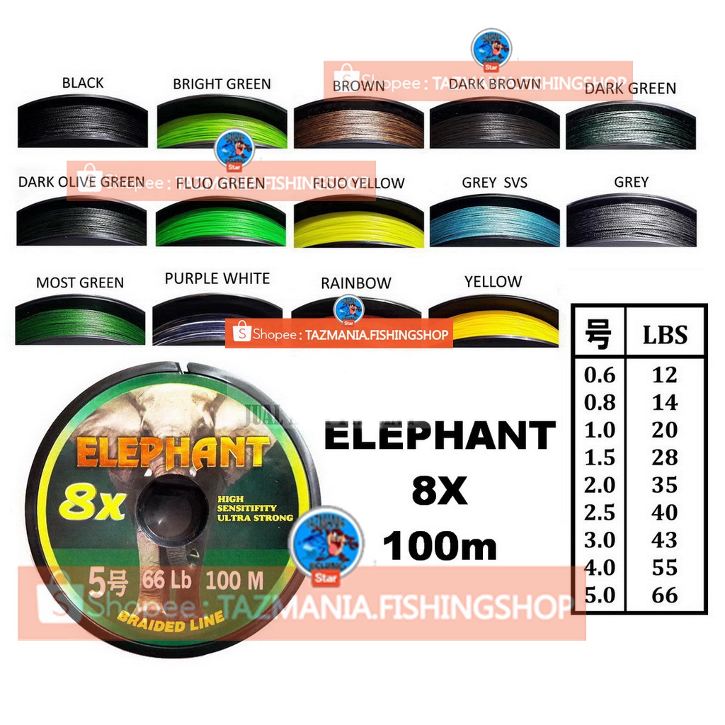 Benang/senar PE ELEPHANT 8X 100m