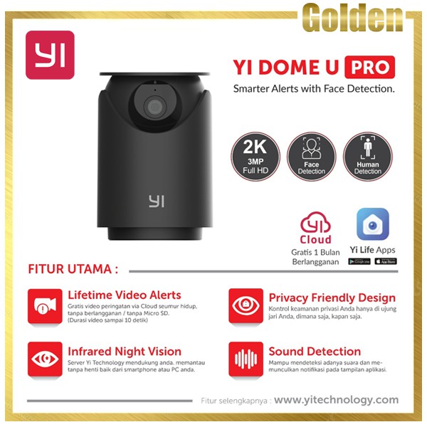 Xiaoyi YI Dome U Pro 2K 3MP Full HD IPCAM / IP Camera Wifi Resmi INDONESIA