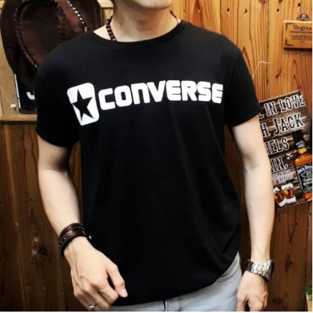 (BAJU LEBARAN) Kaos Pria converse warna hitam Putih