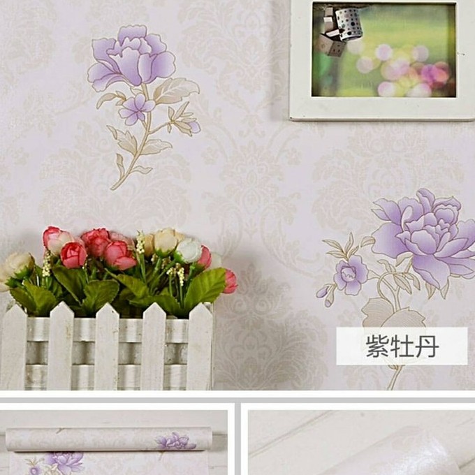 Wallpaper Sticker Motif Bunga Ungu 6021-1  / Wallpaper Dinding Sticker Motif Bunga ±9mx45cm