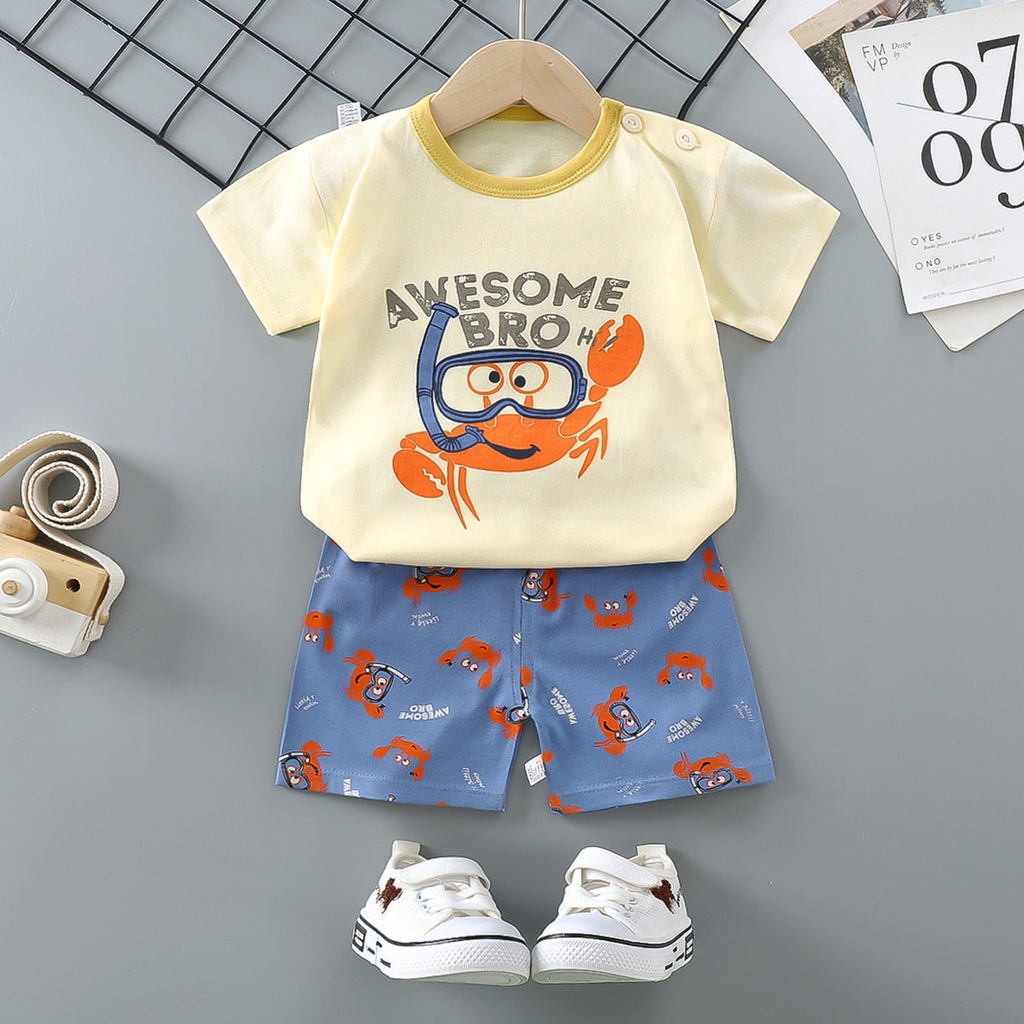TSC  -  DDA1 SETELAN ANAK 0-2 TAHUN SETELAN BAYI PIYAMA BAYI BAJU PENDEK DAN CELANA PENDEK 1-16
