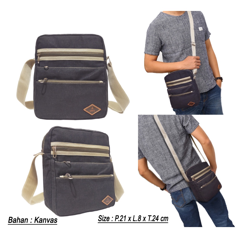 Tas Slempang Kanvas Pria Wanita Slingbag Vintage