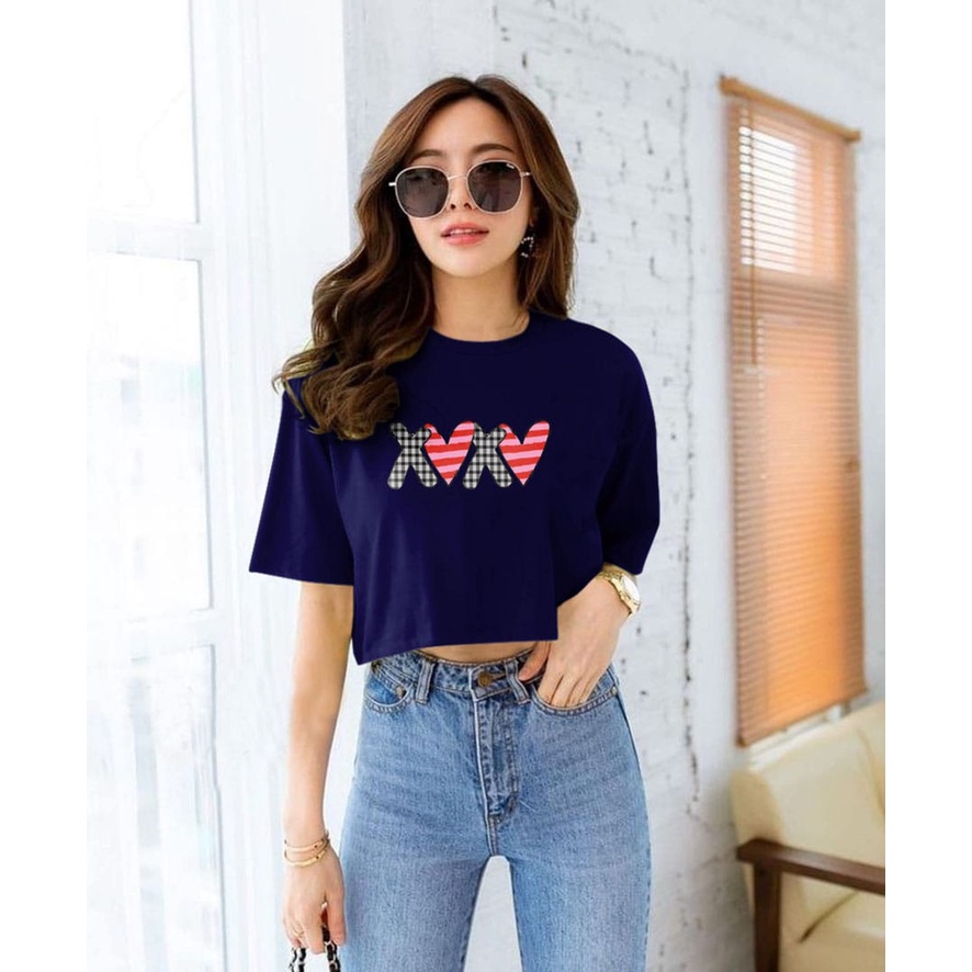 Flava_store - Crop Top Kaos X LOVE Murah Wanita