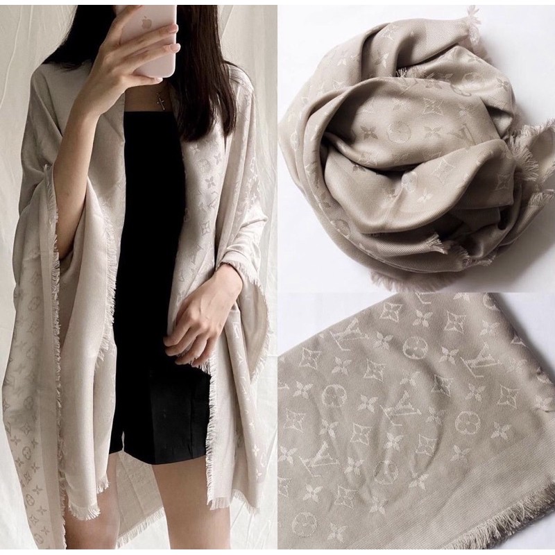 Monogram Scarf in Beige ( 140 x 140 )