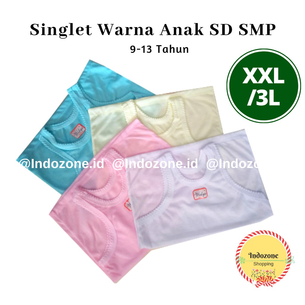 Singlet Anak SD SMP SMA 6-13 Tahun Kaos Dalam Warna Cowok Cewek SIZE 3L