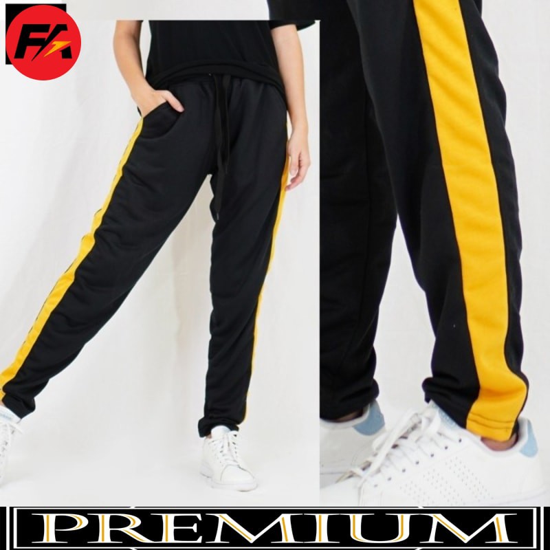 VERO FA Celana Jogger Unisex Training Side List Olahraga - Hitam Kuning S