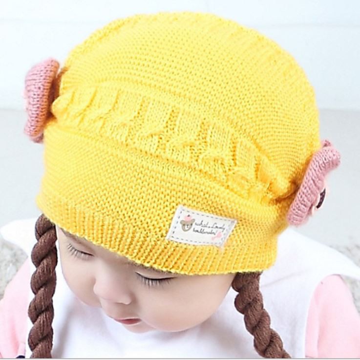 PGT - Topi Rambut Kepang / Baby Hat Wig / Topi Bayi Rambut Kepang