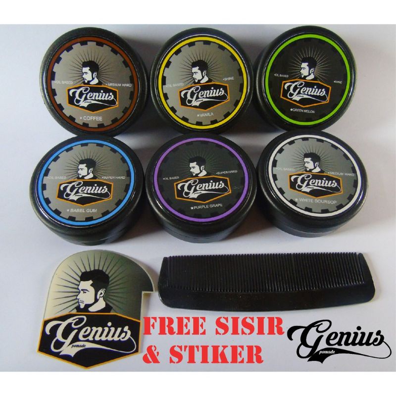 POMADE genius free sticker & sisir saku