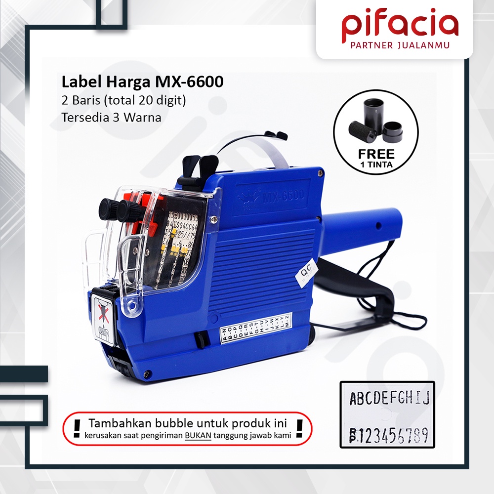 

PIFACIA Mesin Alat Label 2 Baris Angka-Angka MX 6600