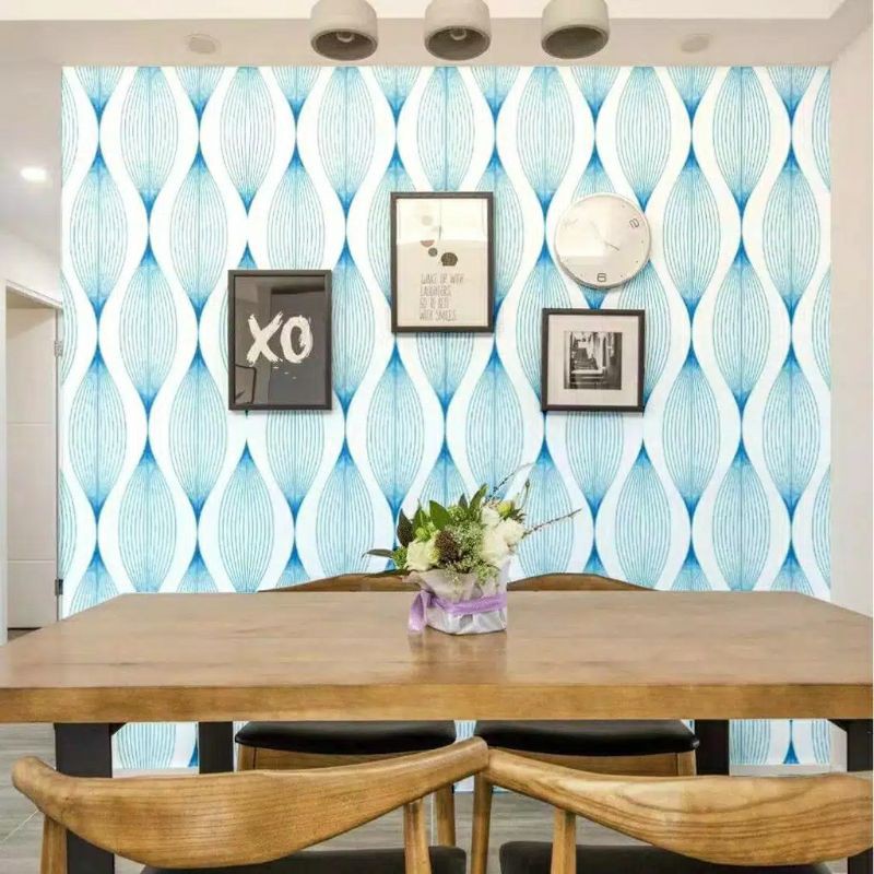 Wallpaper Sticker Dinding Motif Gelombang Biru 10m x 45cm