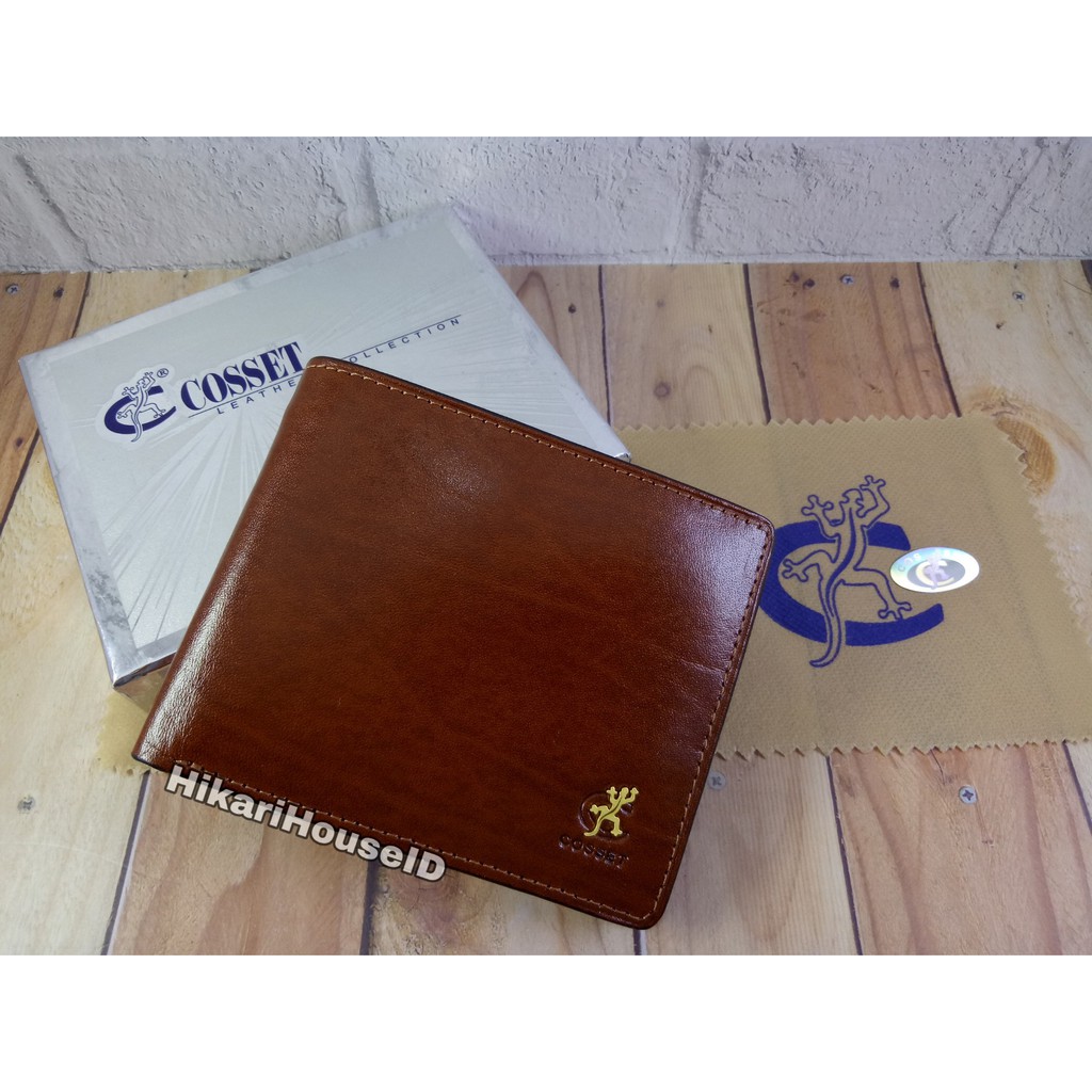 DOMPET KULIT ASLI PRIA | COSSET | URAT KAYU | COKLAT | C.2621