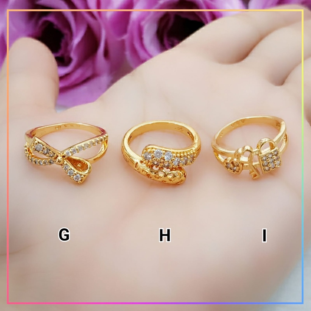 Cincin xuping cincin dewasa terbaru Zig zag perhiasan wanita cincin lapis emas gold A196