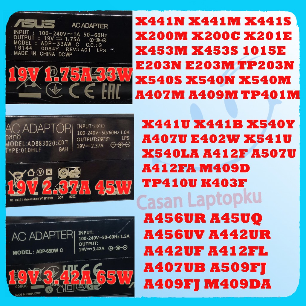 Charger Laptop ASUS A407M X441B A442U A456U X453S X441M