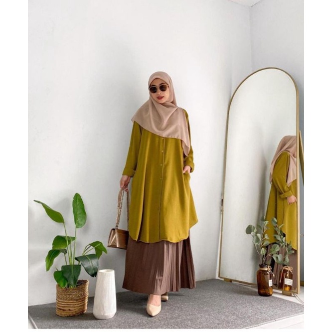 Tunik Crinkle Oversize full kancing