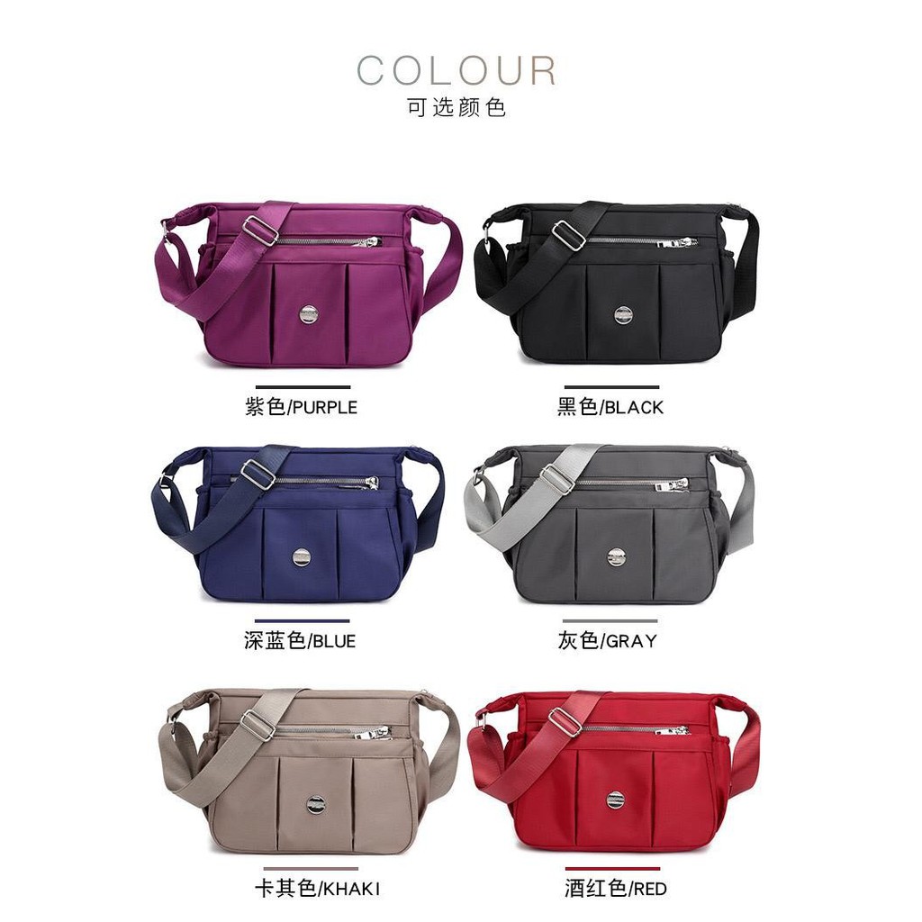 Bisa COD tas selempang wanita shoulder bag waterproof import nylon Import Nj83