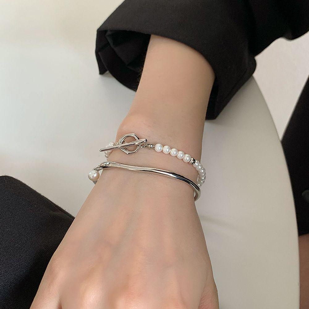 MXBEAUTY Women Bracelets 2Pcs /set Vintage Mewah Tangan Jewerly OT Gesper Double Layer Braceletss