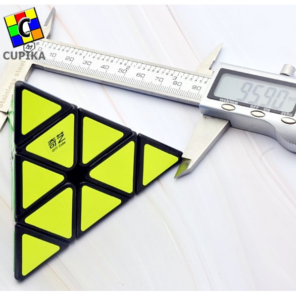 Rubik QIYI Qiming A Piramid Pyraminx Segitiga Magic Cube 3x3 Black Mainan Anak