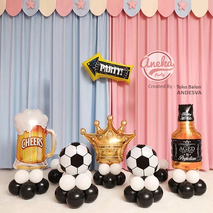 Paket Dekorasi Balon Ulang Tahun Happy Birthday party wine 3 / balon dekor ultah party bola 3