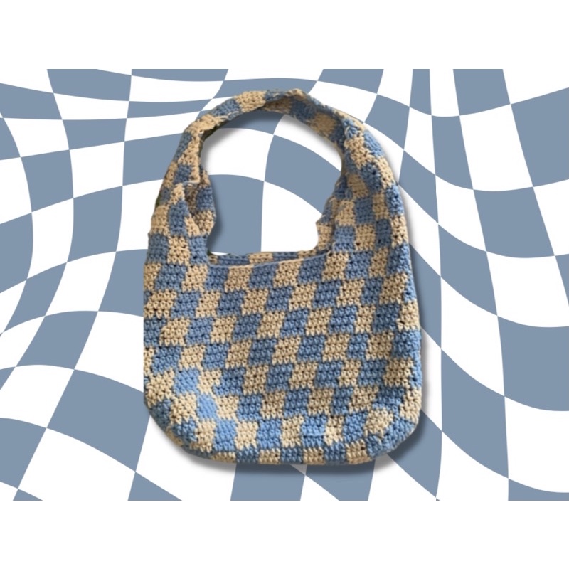 Pinterest checkered crochet bag