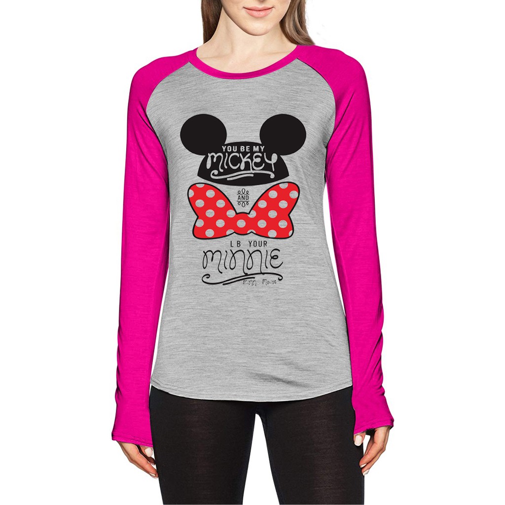 Kaos Raglan Gambar Mickey | Lengan Panjang | Ukuran M - L - XL -XXL