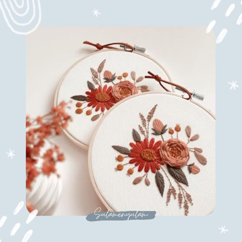 DIY Custome Mini Embroidery Starter Kit - Perlengkapan menyulam mini - pola sulam custom