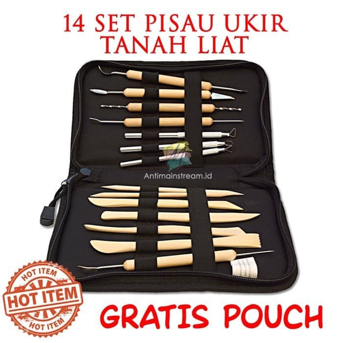 Jual Pisau Ukir Pahat Kayu Clay Tanah Liat Besi Bonus Pouch 14 Set