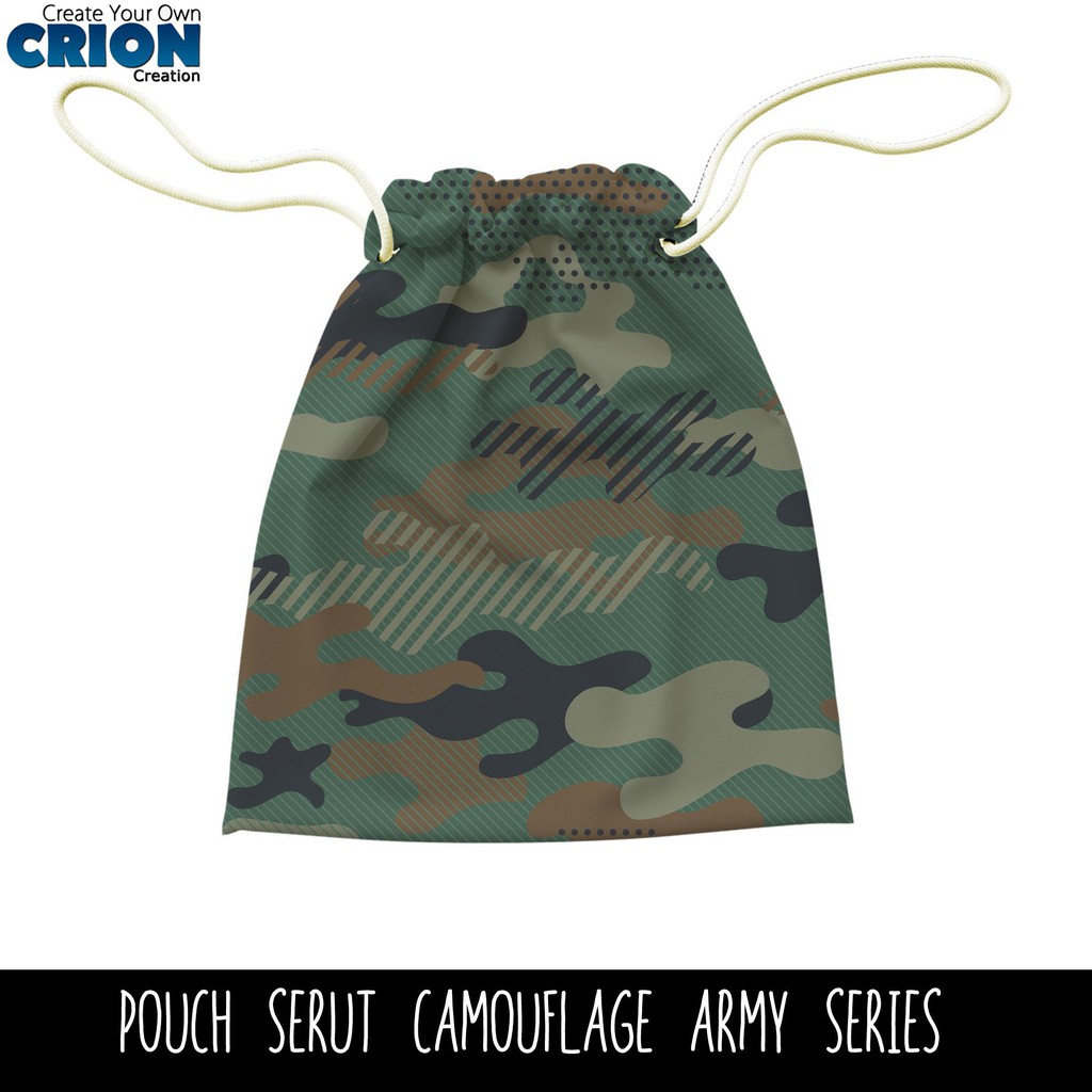 Full Print Pouch Serut Camouflage Army Pattern Bisa Request Tulisan