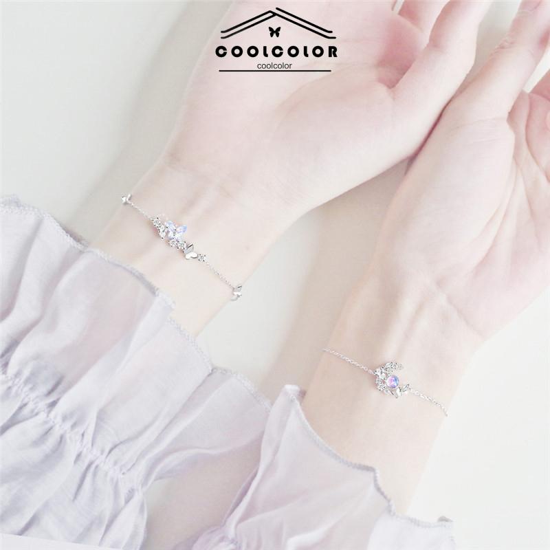 COD❤️Gelang Kupu-kupu Titaniun Perak Rantai  Liontin Korea Gaya Fashion Anti Karat Untuk Wanita Dan Anak Perempuan-cl