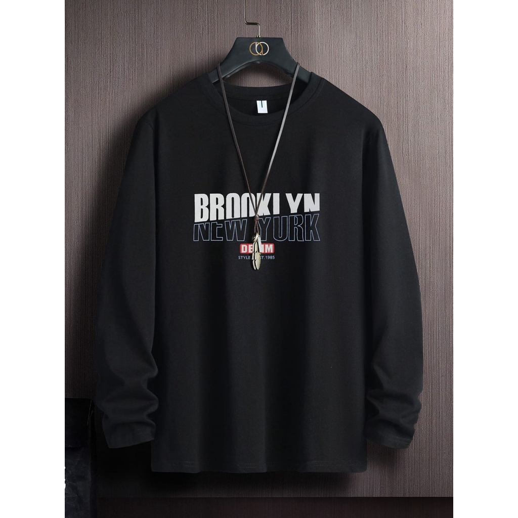 SWEATER PRIA OVERSIZE BROOKLYN NEW YORK DENIM // CREWNECK PRIA SIZE M TO XXL FLEECE TEBAL LEMBUT KECE TERBARU,