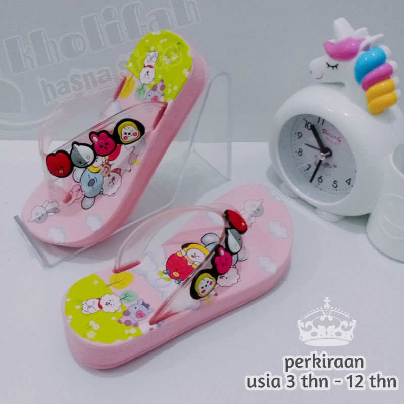 SANDAL JEPIT ANAK PEREMPUAN KARAKTER BT21 BTS LUCU IMUT 24-35 393d/c