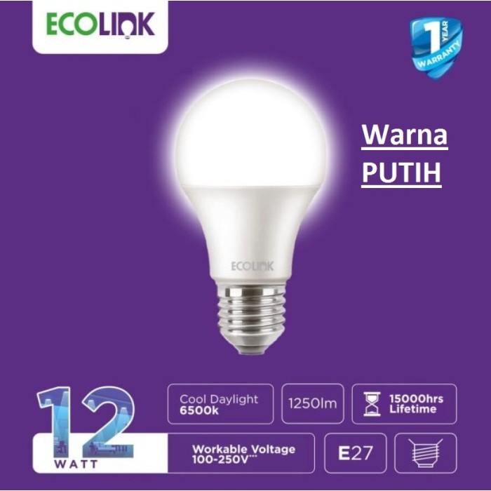 PROMO BELI 3 GRATIS 1 Lampu Bohlam LED Bulb 12 Watt 12Watt 12W W Putih ECOLINK