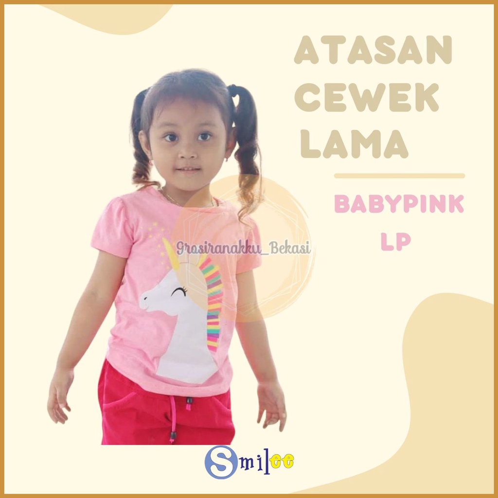 Atasan Anak Smilee Motif Babypink LP Size 1-5Tahun