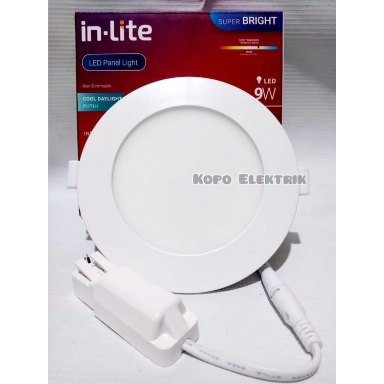 (BERGARANSI 1 TAHUN) INLITE Downlight Led Panel 9 Watt BULAT 9w