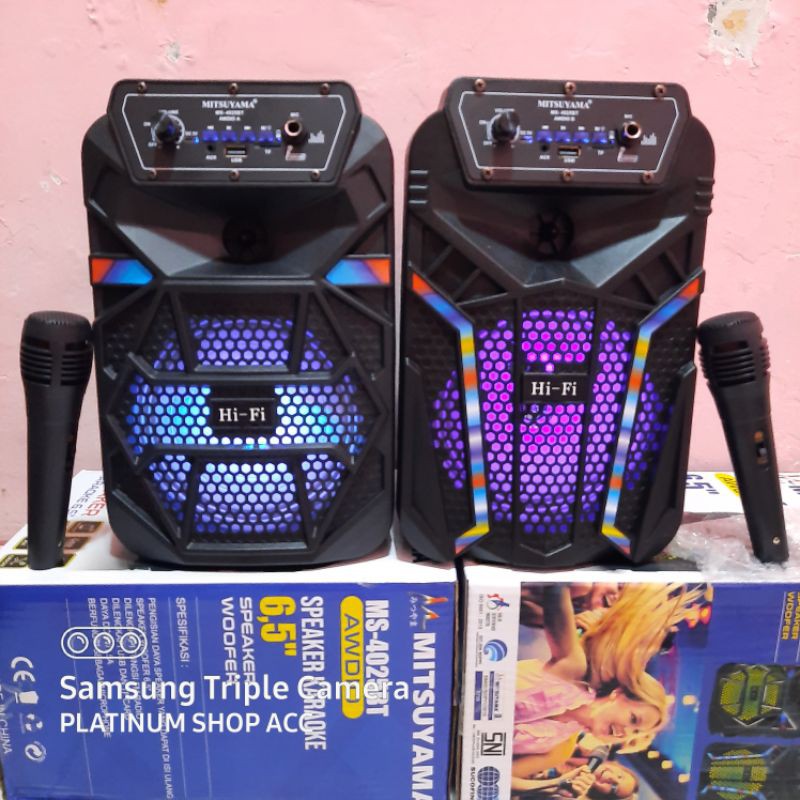 Speaker Karaoke Wireless Bonus Mic woofer 6,5inc Super Bass/Speaker Aktif Bluetooth Radio Fm Usb Aux