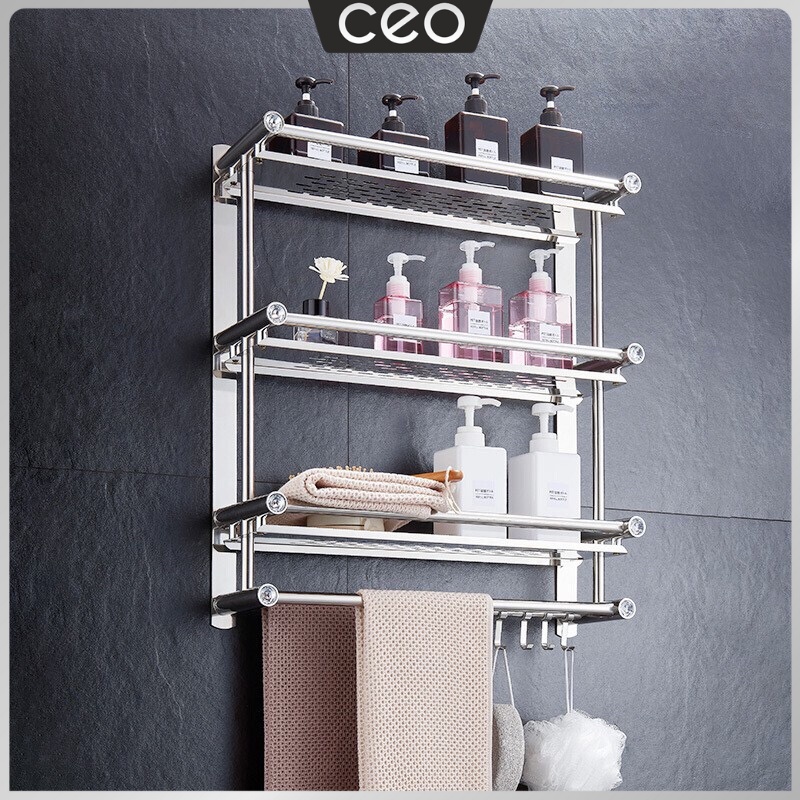 CEO Rak Kamar Mandi Stainless Steel 40cm / 60cm Rak Dinding Kamar Mandi Rak Dinding WC / bathroom racks / Rak tempel dinding