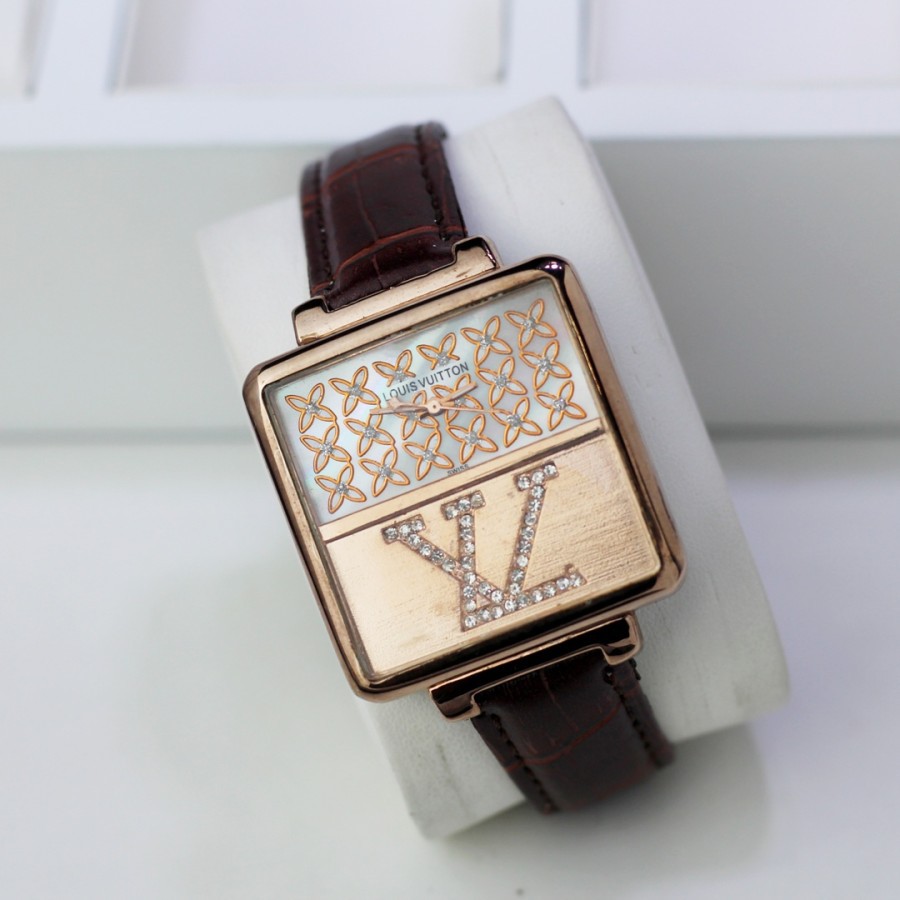 Jam Tangan Wanita Fashion LV Tali Kulit LV1DC