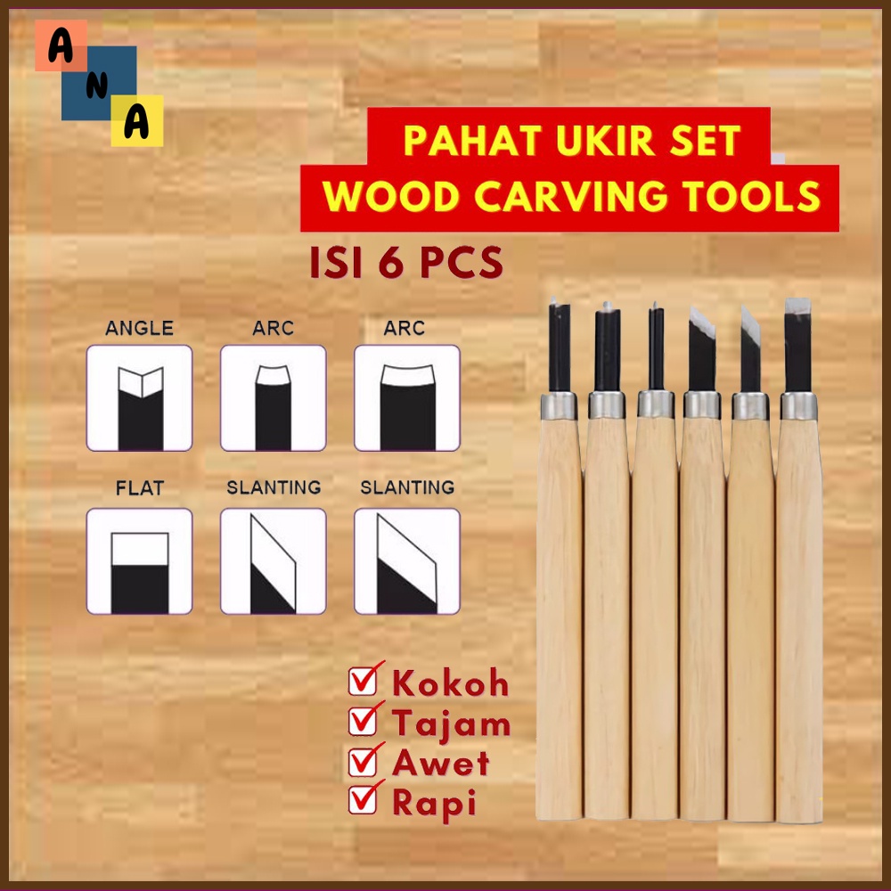 (6 PCS) Pisau Pahat Alat Ukir Kerajinan Perkakas Tukang Pertukangan Kayu Set Wood Carving Tools DIY