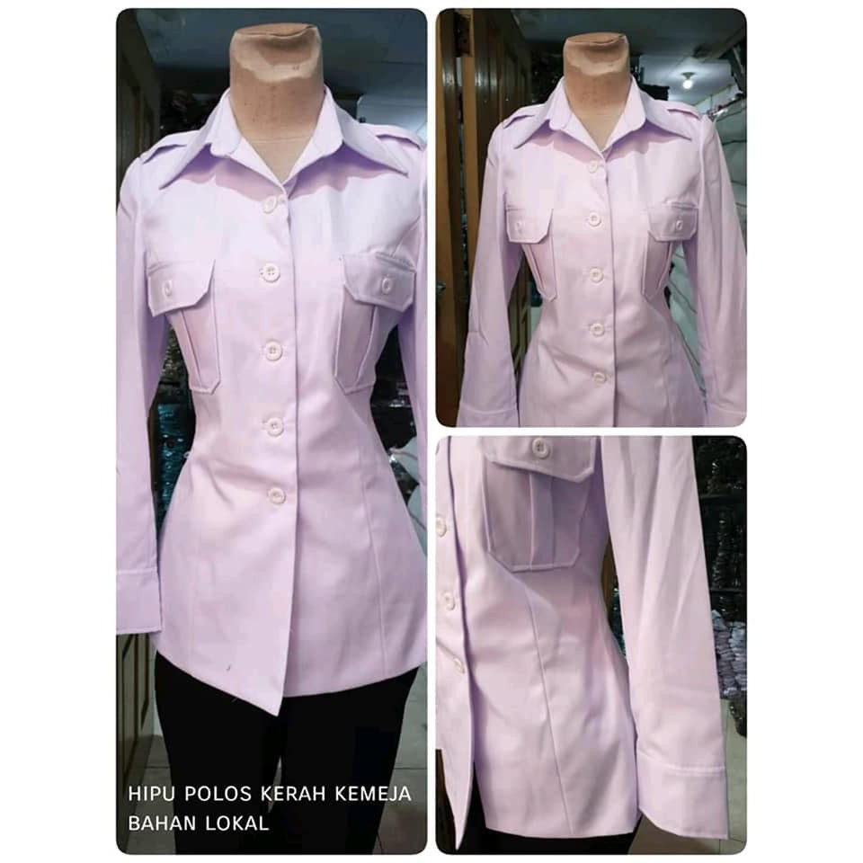 BAHAN LOKAL |STELAN BLAZER WANITA HITAM PUTIH KERAH KEMEJA