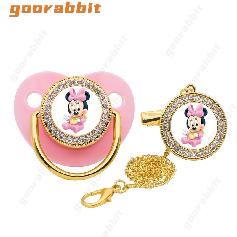 Klip Rantai Dot Bayi Desain Minnie Bling Transparan