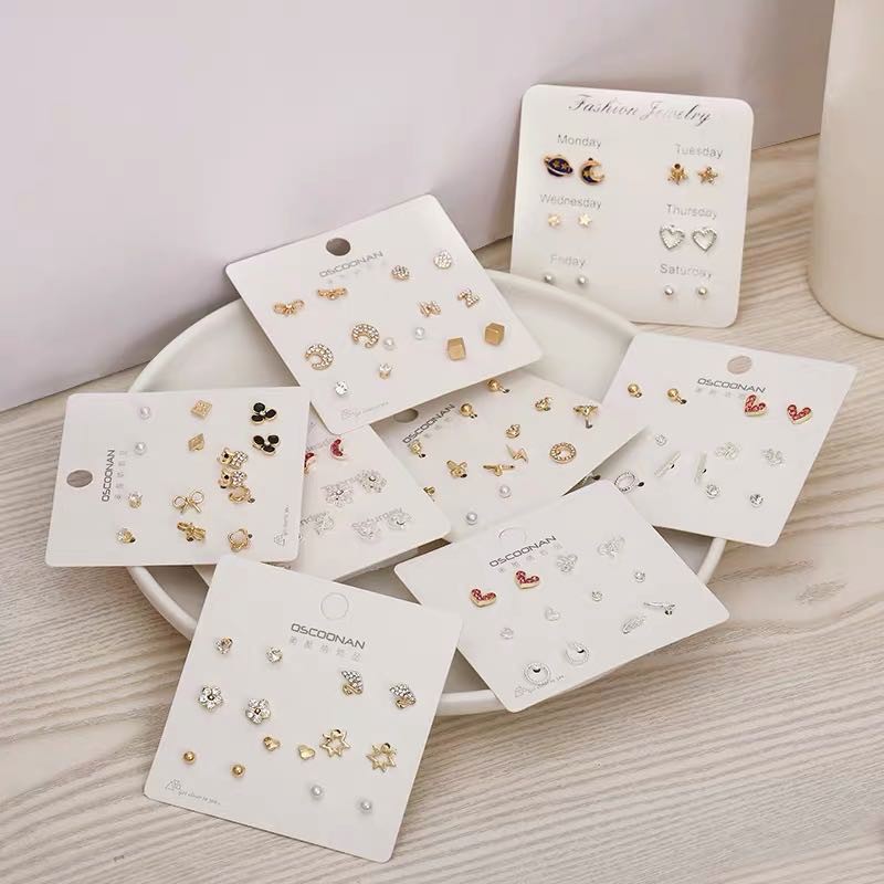 Aksesoris Fashion 6 Pasang Anting Tusuk Simple Kreatif Gaya Korea untuk Wanita