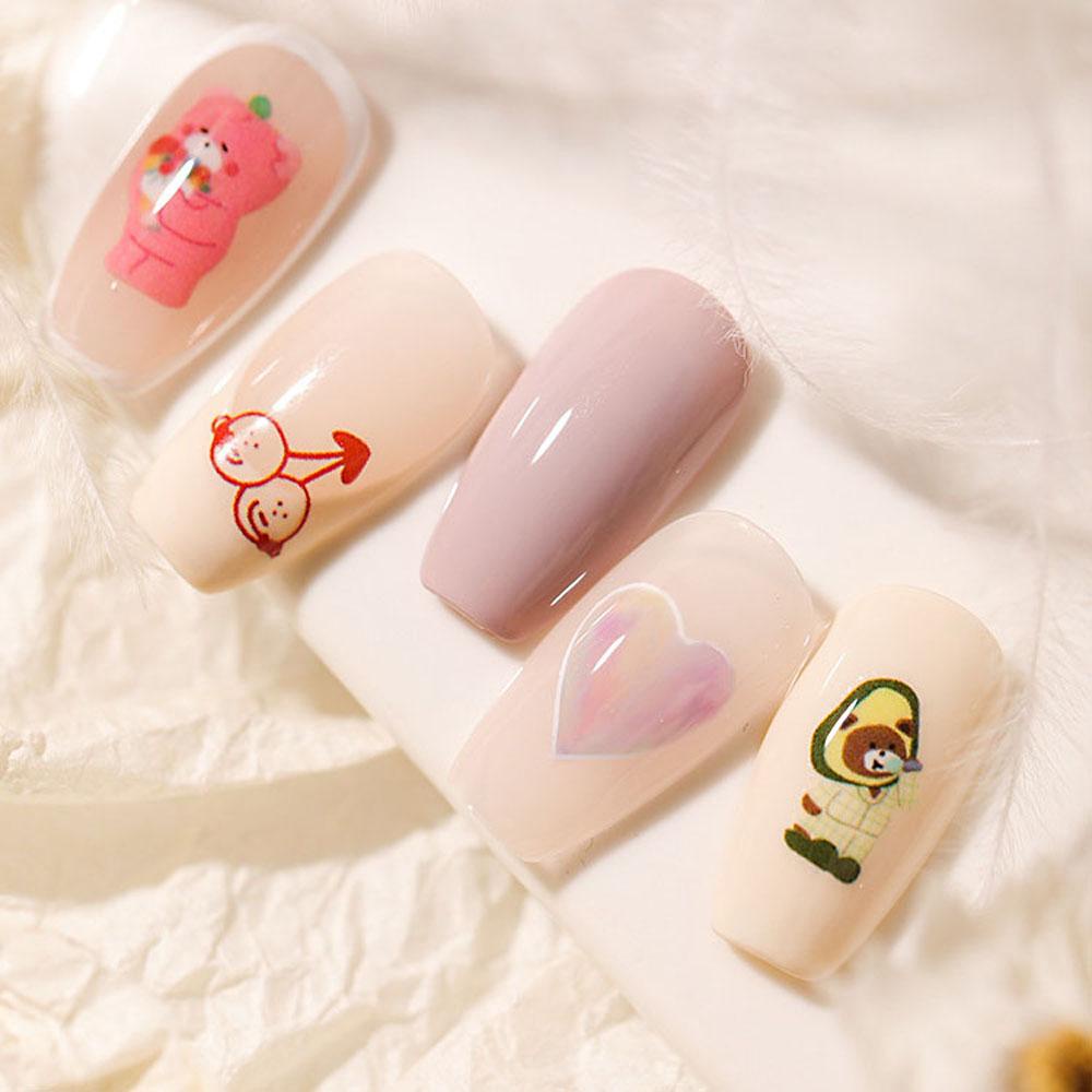 Needway Seri Beruang Stiker Kuku Beberapa Warna Decals Self Adhesive DIY Nail Art Dekorasi