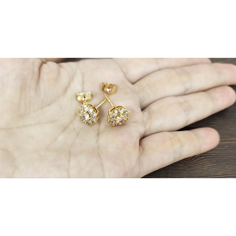 Fifi Fashion Anting Giwang Full Mata Blink Blink Model Perhiasan Lapis Emas 18K AT0201