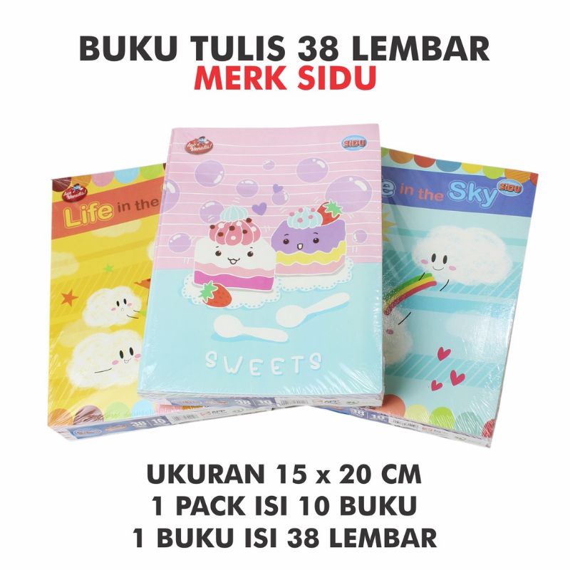 

BUKU TULIS SIDU 1PACK ISI 10 BUKU , 38 LEMBAR