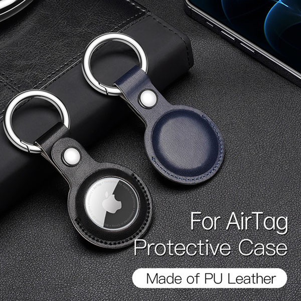 Leather Case Apple Airtag Kulit Cover Tracker Pelindung Gantungan Kunci Premium Leather Case Gantungan Kunci Smart Tag Bluetooth Tracker GPS Anti-Lost Airtag Gantungan Kunci Kulit Case